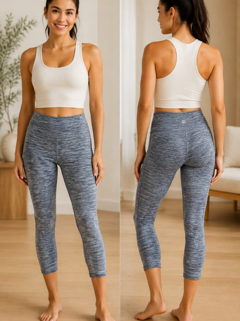 Lululemon Size 6 Heathered Grey High-Rise Crop Leggings